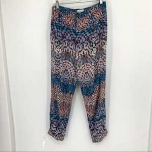 Anthropologie Elevenses Blue and Brown Print Jogger Pants